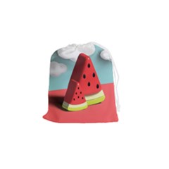 Watermelon Fruit Drawstring Pouch (small) by Modalart