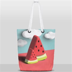 Watermelon Fruit Full Print Rope Handle Tote (small) by Modalart