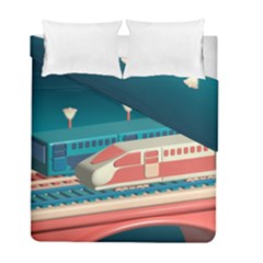 Bridge Transportation Train Toys Duvet Cover Double Side (full/ Double Size) by Modalart