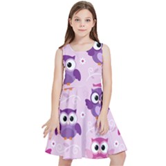 Seamless Cute Colourfull Owl Kids Pattern Kids  Skater Dress by Bedest