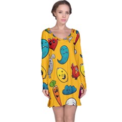 Graffiti Characters Seamless Ornament Long Sleeve Nightdress by Bedest