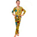 Graffiti Characters Seamless Ornament Kids  Satin Long Sleeve Pajamas Set View1