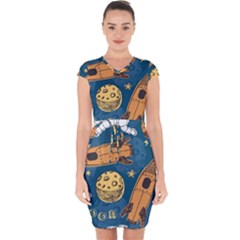 Missile Pattern Capsleeve Drawstring Dress  by Bedest