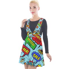 Comic Bubbles Seamless Pattern Plunge Pinafore Velour Dress by Bedest