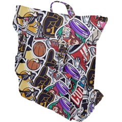 Vintage College Colorful Seamless Pattern Buckle Up Backpack by Bedest