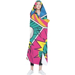 Comic Colorful Seamless Pattern Wearable Blanket by Bedest