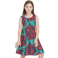 Vintage Floral Colorful Seamless Pattern Kids  Skater Dress by Bedest