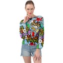 Graffiti Characters Seamless Patterns Banded Bottom Chiffon Top View1