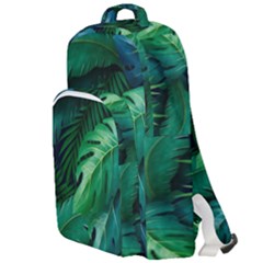 Tropical Green Leaves Background Double Compartment Backpack by Bedest