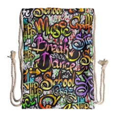 Graffiti Word Seamless Pattern Drawstring Bag (large) by Bedest