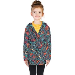 Vintage Tattoos Colorful Seamless Pattern Kids  Double Breasted Button Coat by Bedest