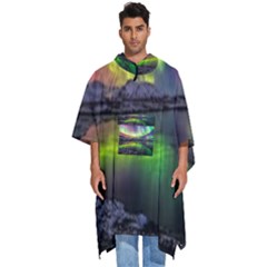 Aurora Borealis Polar Northern Lights Natural Phenomenon North Night Mountains Men s Hooded Rain Ponchos by Pakjumat