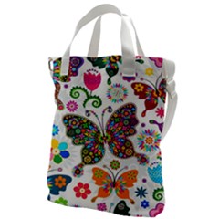 Butterflies Abstract Colorful Floral Flowers Vector Canvas Messenger Bag by Pakjumat