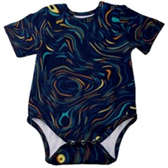 Colorful Abstract Pattern Creative Colorful Line Linear Background Baby Short Sleeve Bodysuit by Pakjumat