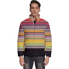 Neopolitan Horizontal Lines Strokes Men s Puffer Bubble Jacket Coat