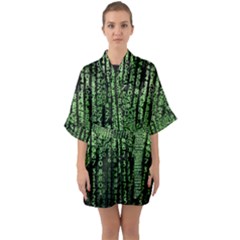 Matrix Technology Tech Data Digital Network Half Sleeve Satin Kimono  by Pakjumat