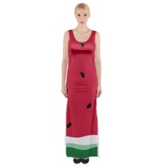 Minimalist Summer Watermelon Wallpaper Thigh Split Maxi Dress by Pakjumat