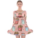 Cute Kawaii Food Seamless Pattern Long Sleeve Skater Dress View1