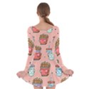 Cute Kawaii Food Seamless Pattern Long Sleeve Skater Dress View2