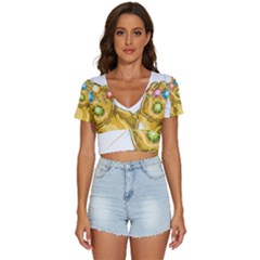 The Infinity Gauntlet Thanos V-neck Crop Top by Maspions