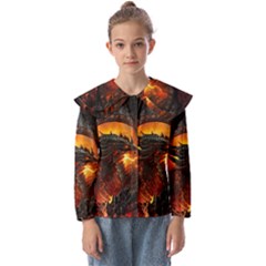 Dragon Fire Fantasy Art Kids  Peter Pan Collar Blouse by Maspions