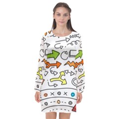 Desktop Pattern Art Graphic Design Long Sleeve Chiffon Shift Dress  by Hannah976