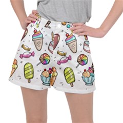 Doodle Cartoon Drawn Cone Food Women s Ripstop Shorts by Hannah976