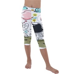 Sketch Cute Child Funny Kids  Lightweight Velour Capri Leggings  by Hannah976