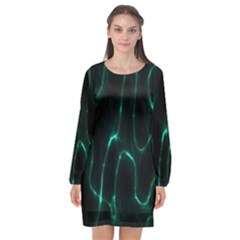 Green Pattern Background Abstract Long Sleeve Chiffon Shift Dress  by Hannah976