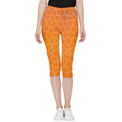 Orange Mosaic Structure Background Inside Out Lightweight Velour Capri Leggings  by Hannah976