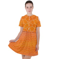 Orange Mosaic Structure Background Short Sleeve Shoulder Cut Out Dress  by Hannah976