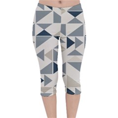 Geometric Triangle Modern Mosaic Velvet Capri Leggings  by Hannah976