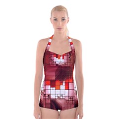 Pattern Structure Light Patterns Boyleg Halter Swimsuit  by Hannah976