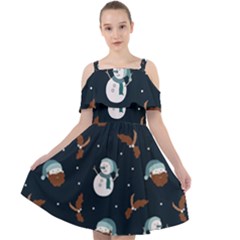 Santa Snowman Cut Out Shoulders Chiffon Dress by ConteMonfrey