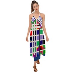 Color Graffiti Pattern Geometric Halter Tie Back Dress  by Hannah976