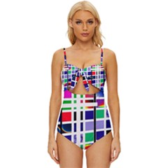 Color Graffiti Pattern Geometric Knot Front One-piece Swimsuit by Hannah976