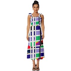 Color Graffiti Pattern Geometric Tie-strap Tiered Midi Chiffon Dress by Hannah976