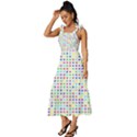 Dots Color Rows Columns Background Tie-Strap Tiered Midi Chiffon Dress View2