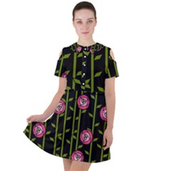 Rose Abstract Rose Garden Short Sleeve Shoulder Cut Out Dress  by Hannah976