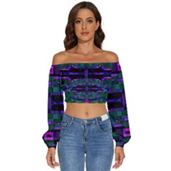 Abstract Pattern Desktop Wallpaper Long Sleeve Crinkled Weave Crop Top by Hannah976