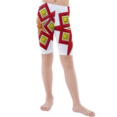 Pattern Tile Decorative Design Star Kids  Mid Length Swim Shorts by Hannah976