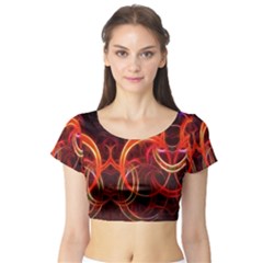 Background Fractal Abstract Short Sleeve Crop Top by Hannah976