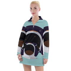 Astronaut Space Astronomy Universe Women s Long Sleeve Casual Dress by Sarkoni