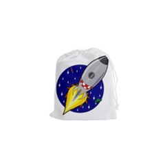 Rocket Ship Launch Vehicle Moon Drawstring Pouch (xs) by Sarkoni