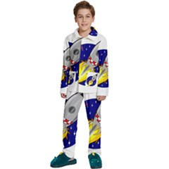 Rocket Ship Launch Vehicle Moon Kids  Long Sleeve Velvet Pajamas Set by Sarkoni