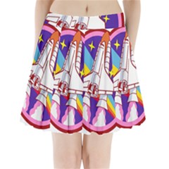 Badge Patch Pink Rainbow Rocket Pleated Mini Skirt by Sarkoni