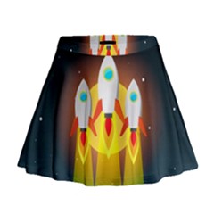 Rocket Take Off Missiles Cosmos Mini Flare Skirt by Sarkoni