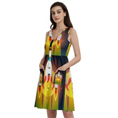 Rocket Take Off Missiles Cosmos Sleeveless Dress With Pocket by Sarkoni