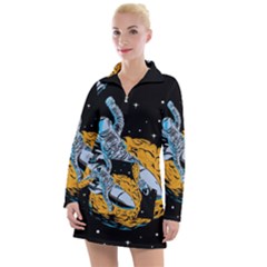 Astronaut Planet Space Science Women s Long Sleeve Casual Dress by Sarkoni