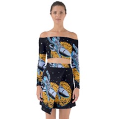 Astronaut Planet Space Science Off Shoulder Top With Skirt Set by Sarkoni